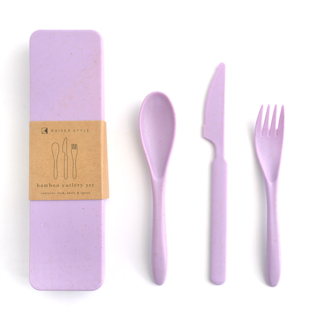 Bamboo Cutlery Set - Purple